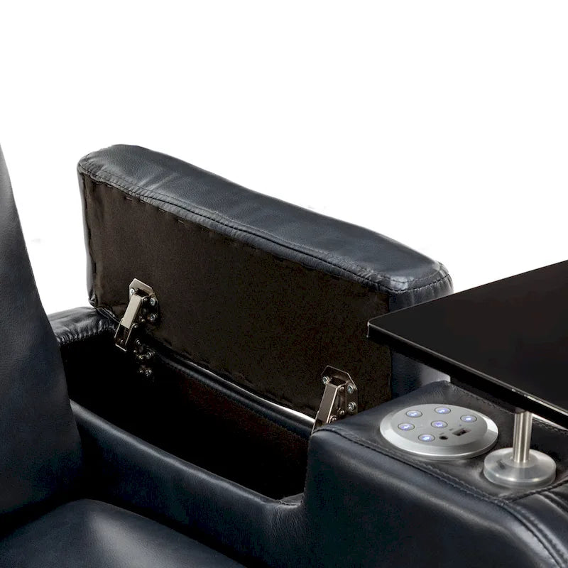 Fauteuil inclinable individuel en similicuir pour cinéma maison avec porte-gobelet réfrigérant, haut-parleur Bluetooth, lumières LED et ports USB
