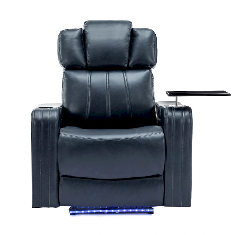 Fauteuil inclinable individuel en similicuir pour cinéma maison avec porte-gobelet réfrigérant, haut-parleur Bluetooth, lumières LED et ports USB