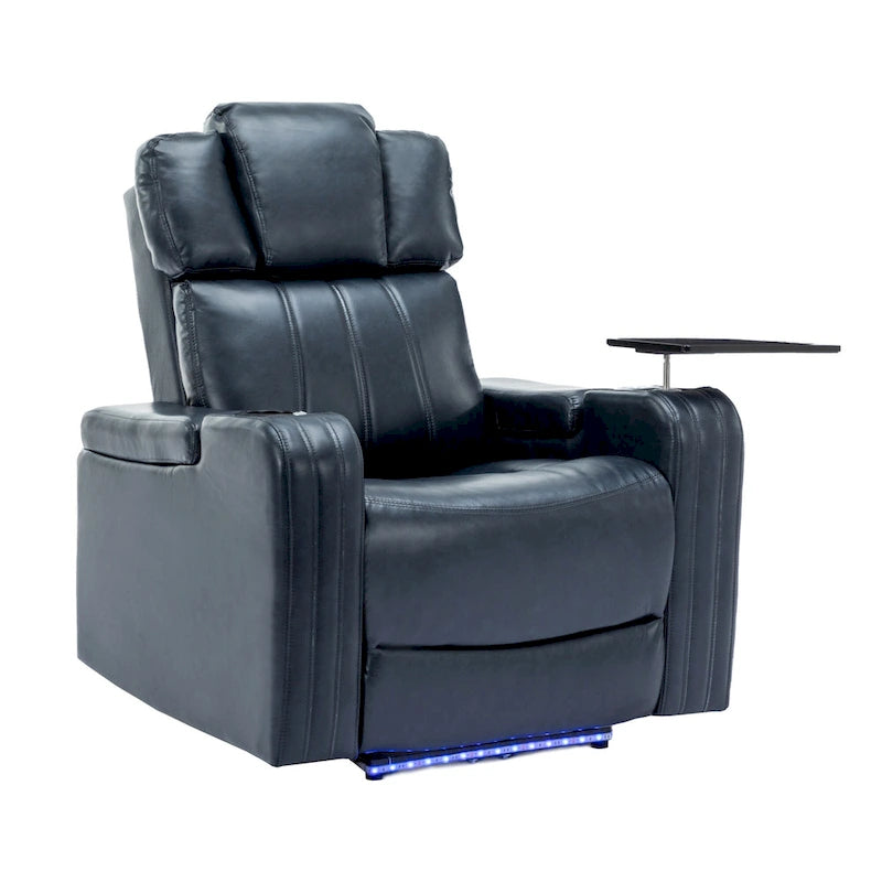 Fauteuil inclinable individuel en similicuir pour cinéma maison avec porte-gobelet réfrigérant, haut-parleur Bluetooth, lumières LED et ports USB