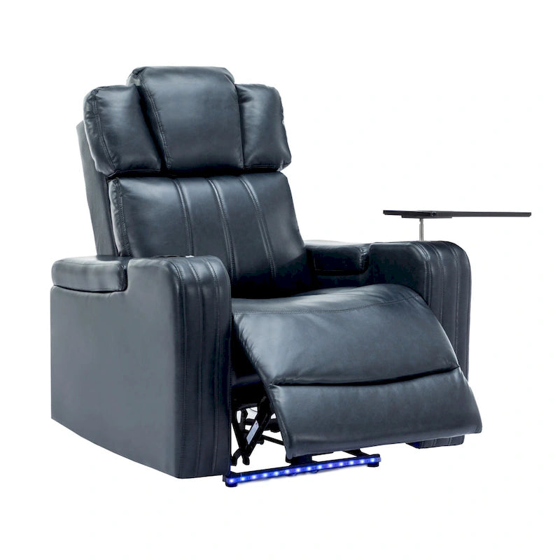 Fauteuil inclinable individuel en similicuir pour cinéma maison avec porte-gobelet réfrigérant, haut-parleur Bluetooth, lumières LED et ports USB