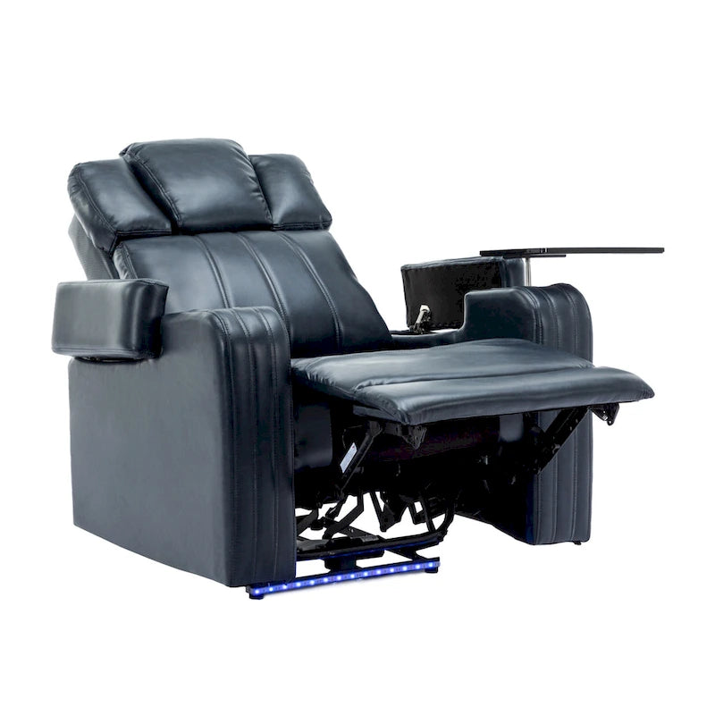 Fauteuil inclinable individuel en similicuir pour cinéma maison avec porte-gobelet réfrigérant, haut-parleur Bluetooth, lumières LED et ports USB
