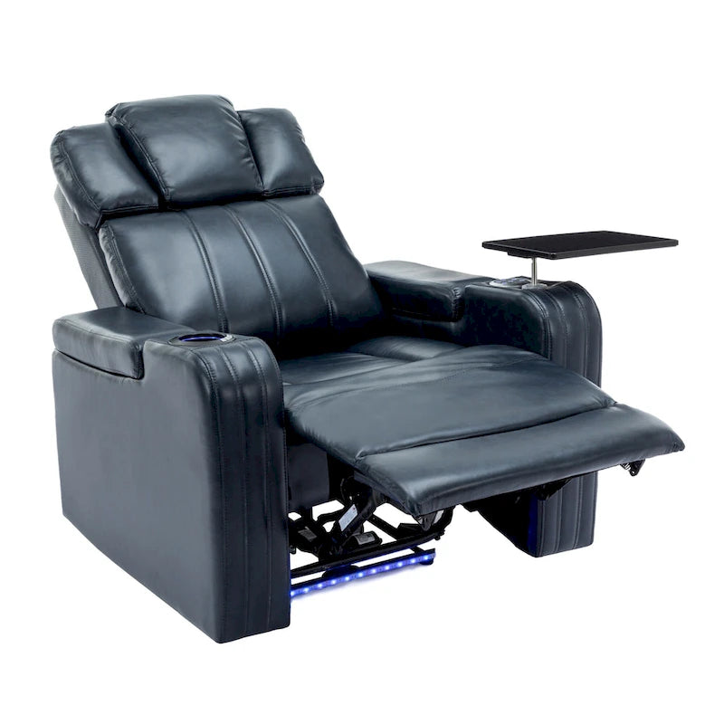 Fauteuil inclinable individuel en similicuir pour cinéma maison avec porte-gobelet réfrigérant, haut-parleur Bluetooth, lumières LED et ports USB