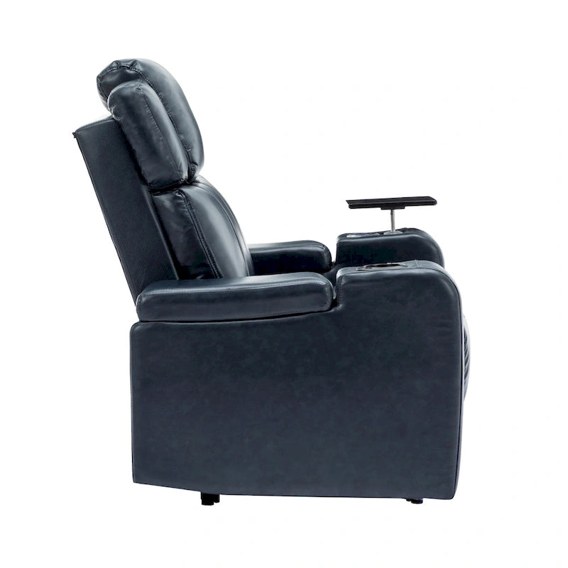 Fauteuil inclinable individuel en similicuir pour cinéma maison avec porte-gobelet réfrigérant, haut-parleur Bluetooth, lumières LED et ports USB
