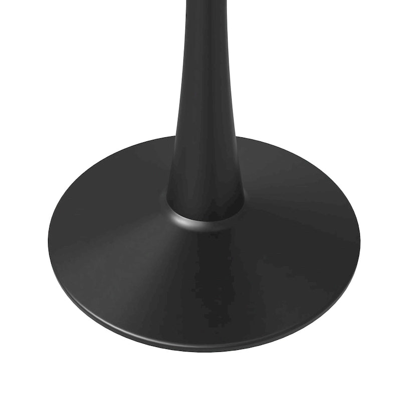 Table de salle à manger minimaliste ronde Bristol 32 pour 4 personnes, plateau en pierre frittée et piètement colonne en fer noir pour cuisine et salle à manger