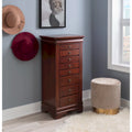 Flip-Top Wooden Jewelry Armoire with 8-Drawer - 42.75 - Brown