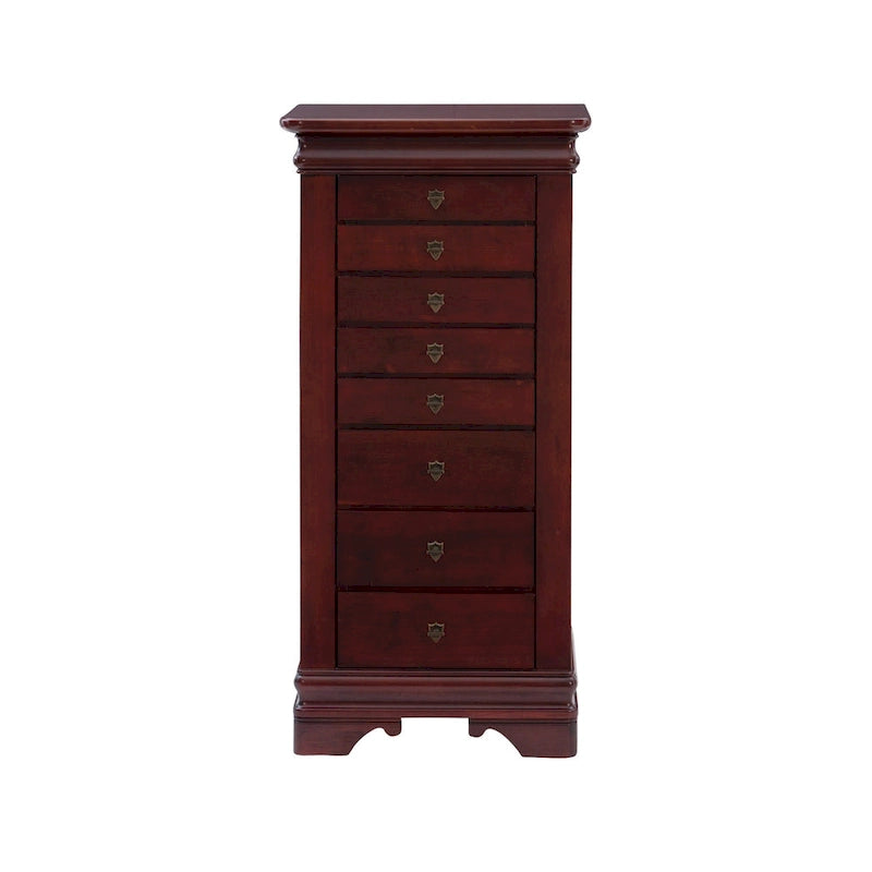 Armoire à bijoux en bois à plateau rabattable avec 8 tiroirs – 42,75 – Brun