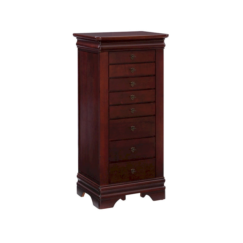 Armoire à bijoux en bois à plateau rabattable avec 8 tiroirs – 42,75 – Brun