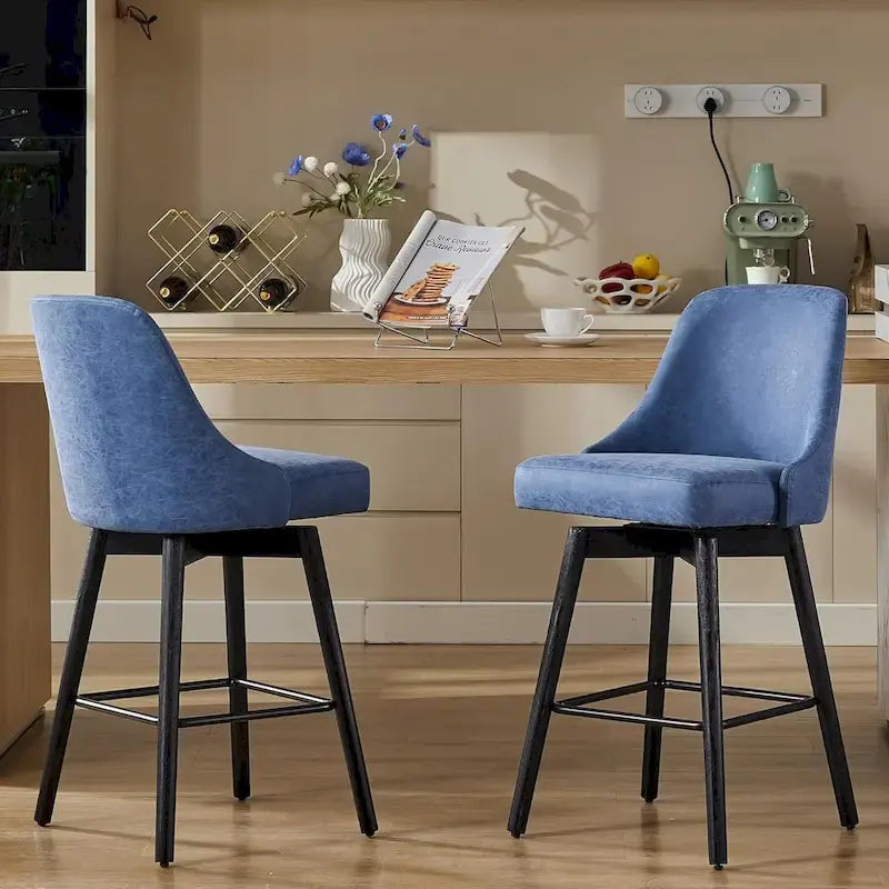 Swivel Bar Stools Set of 2, 30 Height Upholstered Barstools