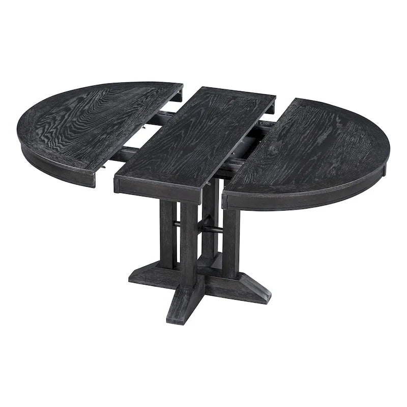 Ensembles de table et chaises de salle à manger rustiques, ensembles de table et chaises rondes extensibles avec plateau réglable pour salle à manger