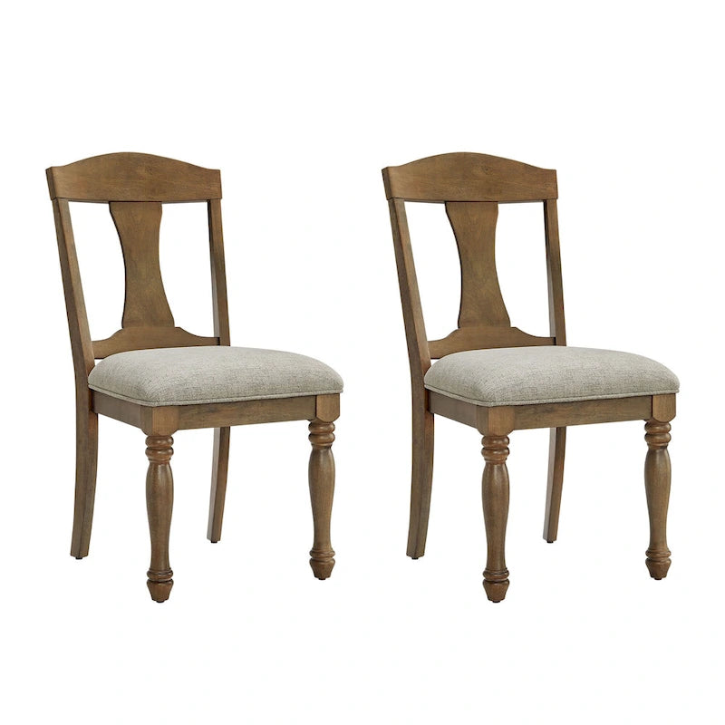 Ensemble de salle à manger 7 pièces en bois massif, ensemble de table de salle à manger extensible de cuisine avec table incurvée et 6 chaises rembourrées