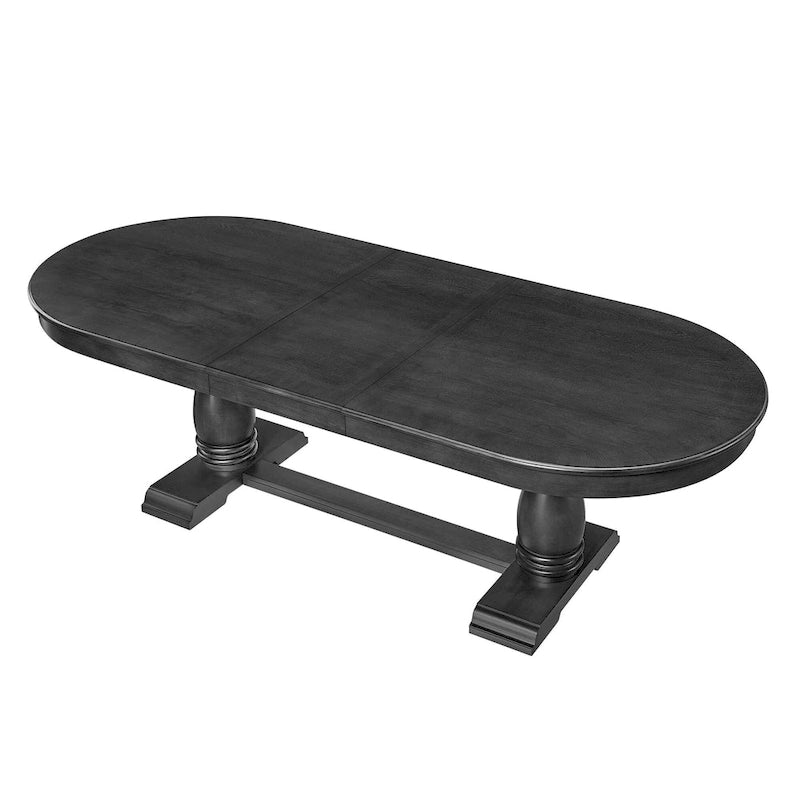 Ensemble de salle à manger 7 pièces en bois massif, ensemble de table de salle à manger extensible de cuisine avec table incurvée et 6 chaises rembourrées