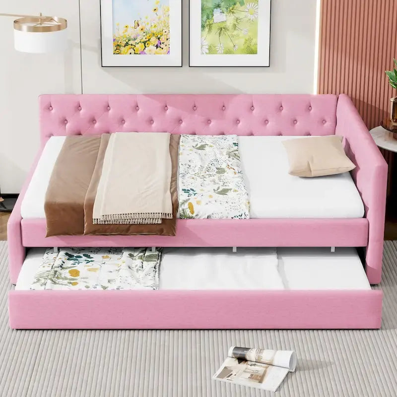 Lit plateforme en bois massif XL avec lit gigogne XL, cadre en pin