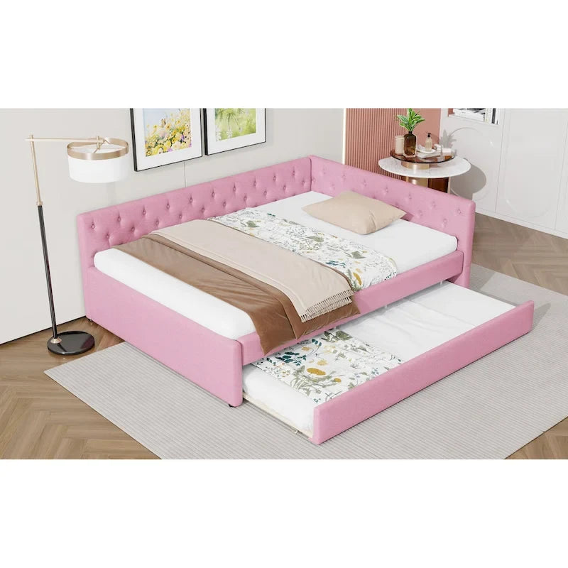 Lit plateforme en bois massif XL avec lit gigogne XL, cadre en pin