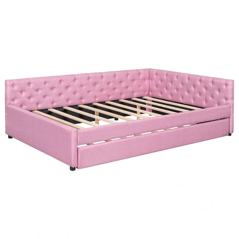 Lit plateforme en bois massif XL avec lit gigogne XL, cadre en pin