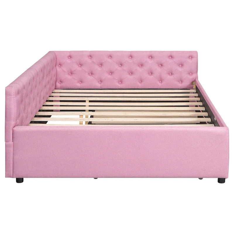 Lit plateforme en bois massif XL avec lit gigogne XL, cadre en pin