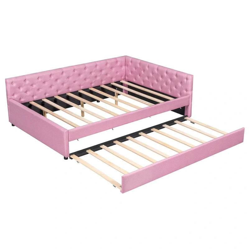 Lit plateforme en bois massif XL avec lit gigogne XL, cadre en pin