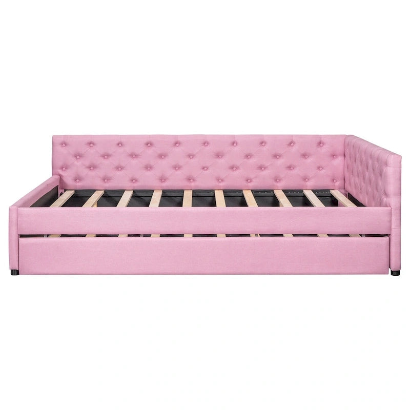 Lit plateforme en bois massif XL avec lit gigogne XL, cadre en pin