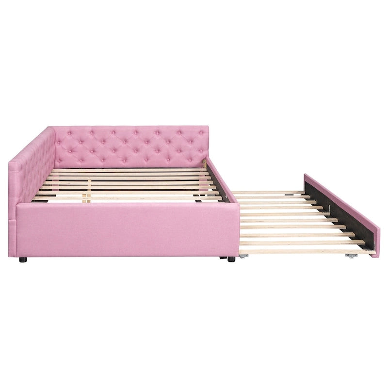 Lit plateforme en bois massif XL avec lit gigogne XL, cadre en pin
