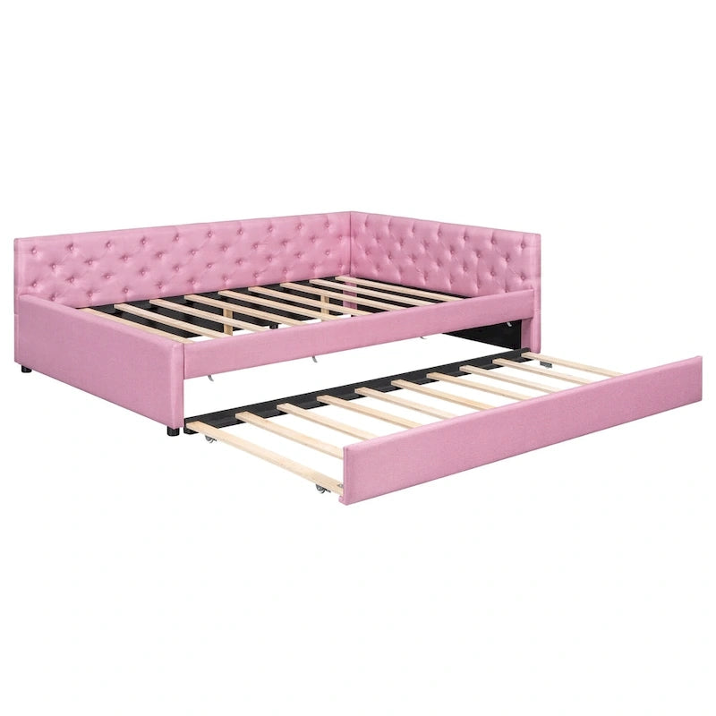 Lit plateforme en bois massif XL avec lit gigogne XL, cadre en pin