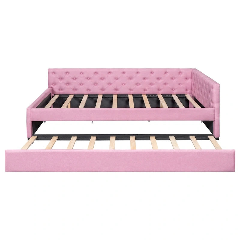 Lit plateforme en bois massif XL avec lit gigogne XL, cadre en pin