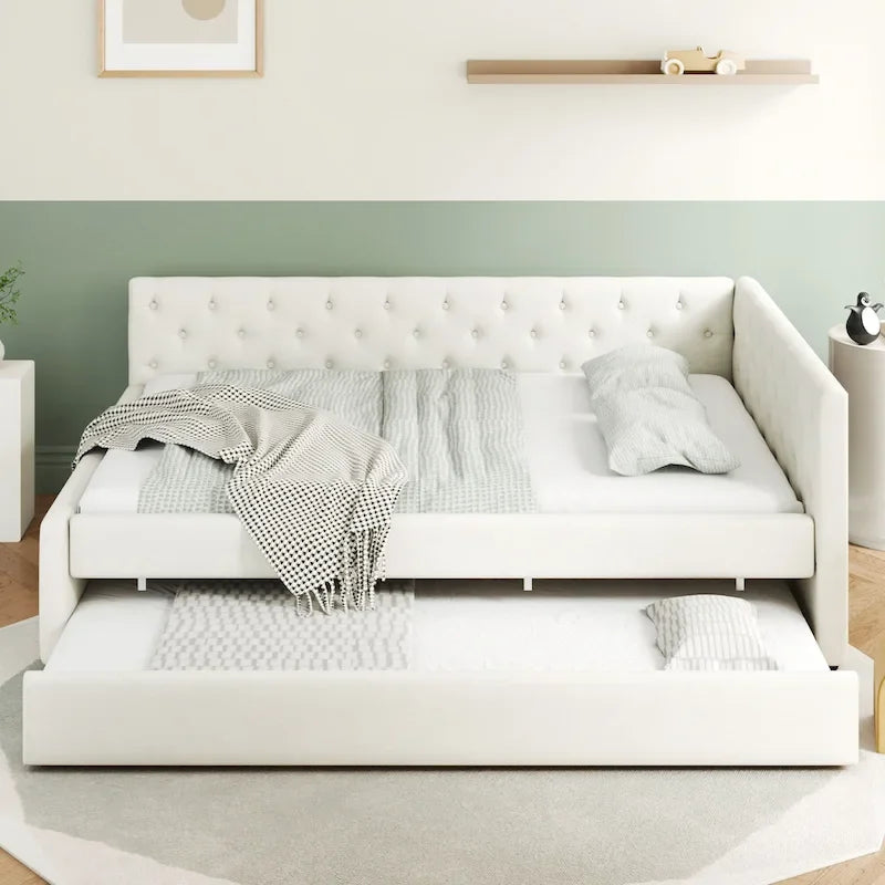 Lit plateforme en bois massif XL avec lit gigogne XL, cadre en pin