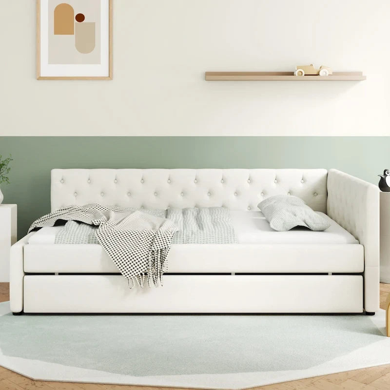 Lit plateforme en bois massif XL avec lit gigogne XL, cadre en pin