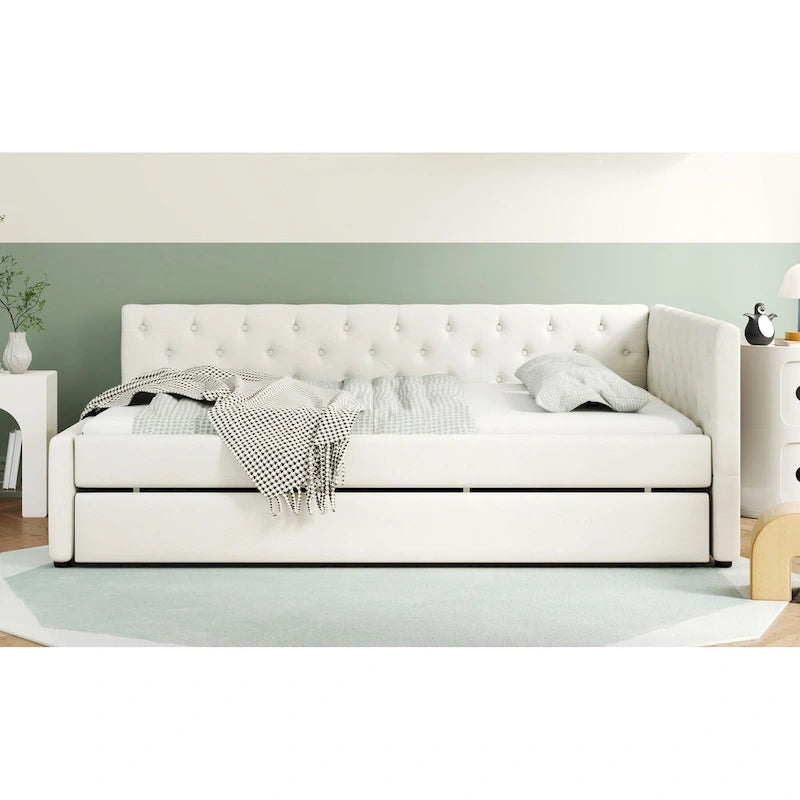 Lit plateforme en bois massif XL avec lit gigogne XL, cadre en pin