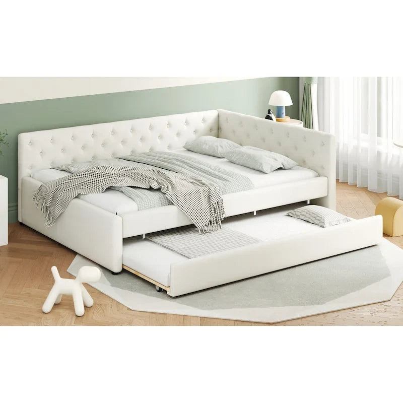 Lit plateforme en bois massif XL avec lit gigogne XL, cadre en pin