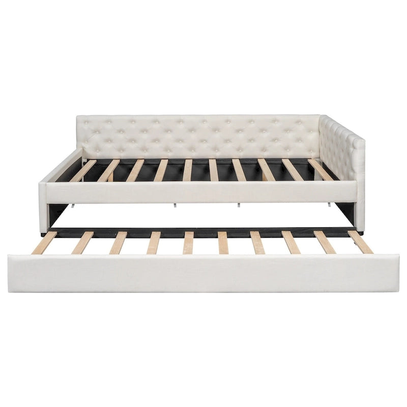 Lit plateforme en bois massif XL avec lit gigogne XL, cadre en pin