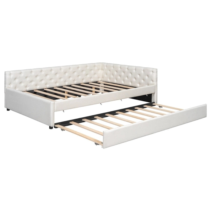 Lit plateforme en bois massif XL avec lit gigogne XL, cadre en pin