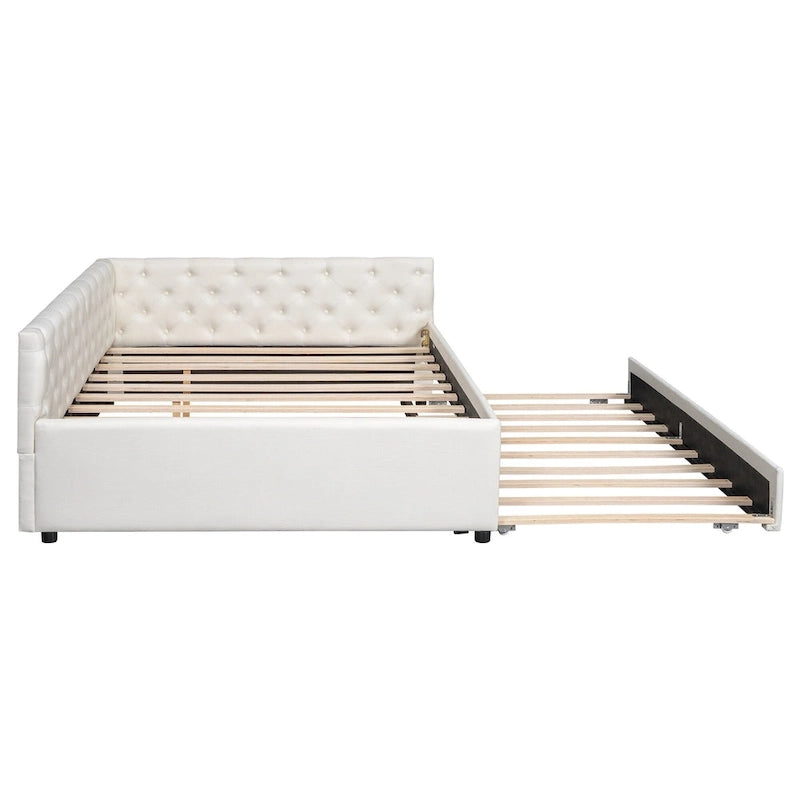 Lit plateforme en bois massif XL avec lit gigogne XL, cadre en pin