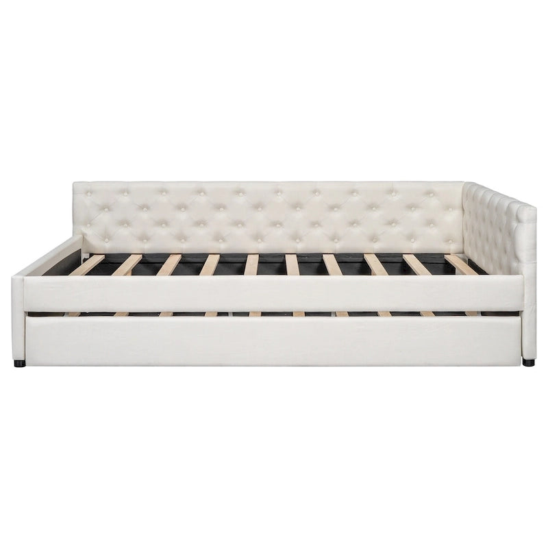 Lit plateforme en bois massif XL avec lit gigogne XL, cadre en pin