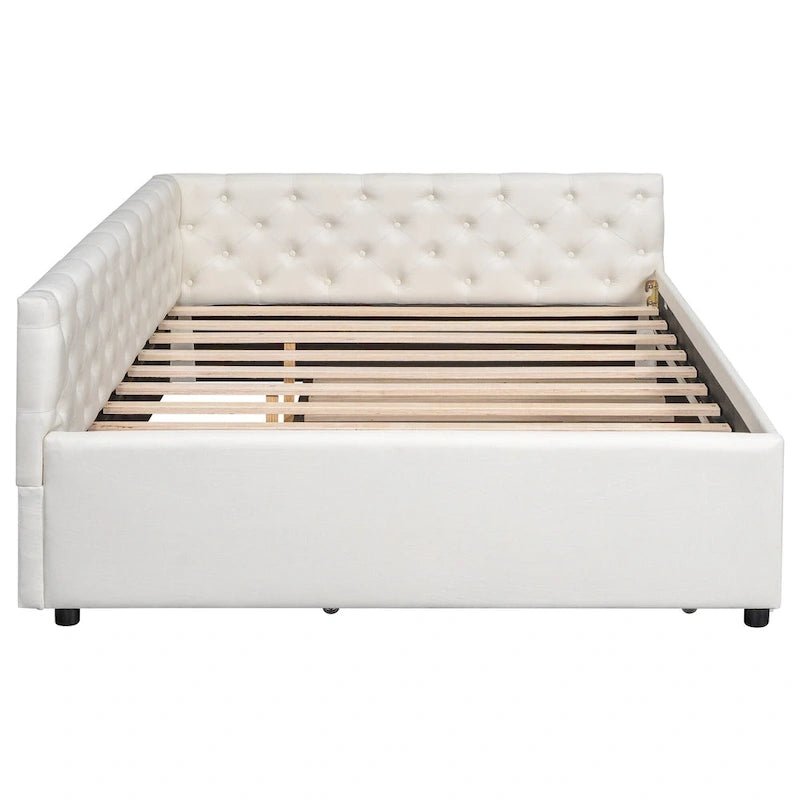 Lit plateforme en bois massif XL avec lit gigogne XL, cadre en pin