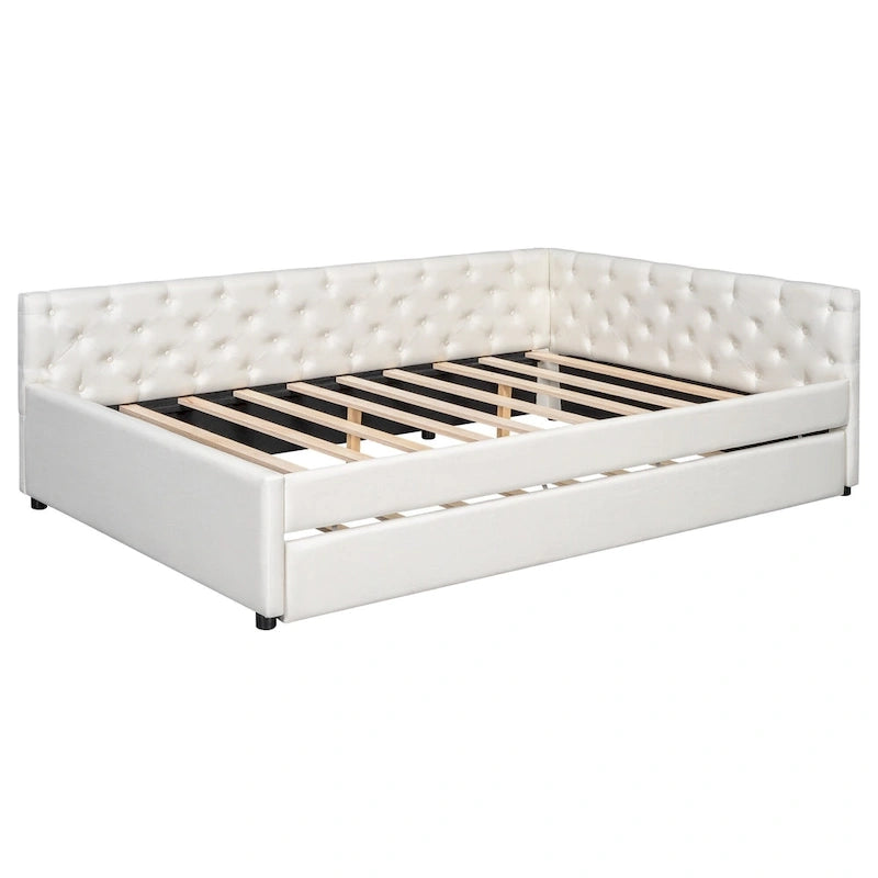 Lit plateforme en bois massif XL avec lit gigogne XL, cadre en pin