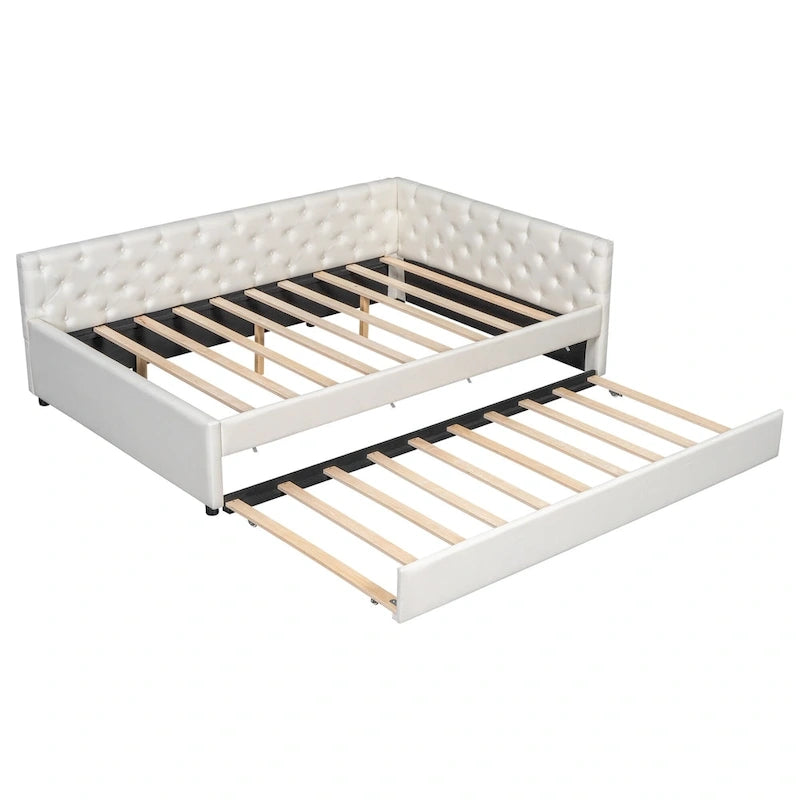 Lit plateforme en bois massif XL avec lit gigogne XL, cadre en pin