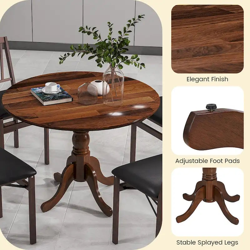 Costway Table de salle à manger rustique Table de salle à manger en bois avec plateau rond et - Voir détails