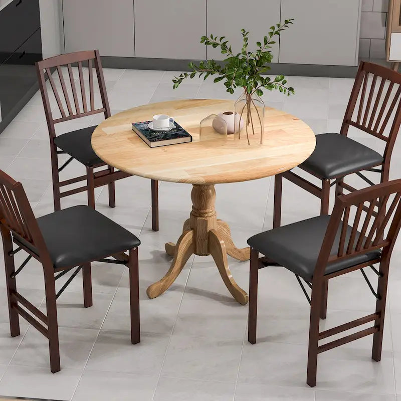 Costway Table de salle à manger rustique Table de salle à manger en bois avec plateau rond et - Voir détails