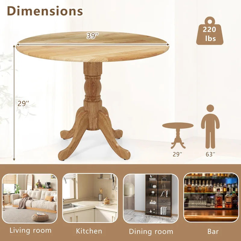 Costway Table de salle à manger rustique Table de salle à manger en bois avec plateau rond et - Voir détails
