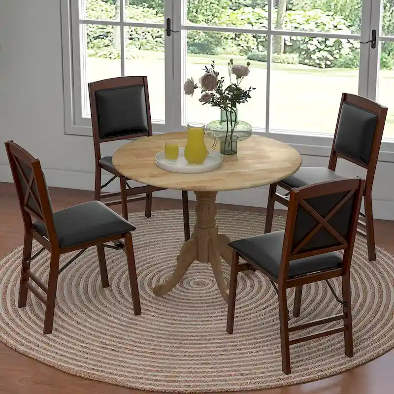 Costway Table de salle à manger rustique Table de salle à manger en bois avec plateau rond et - Voir détails