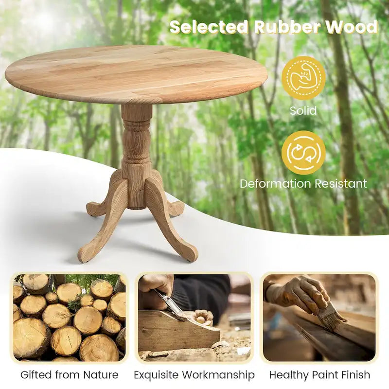 Costway Table de salle à manger rustique Table de salle à manger en bois avec plateau rond et - Voir détails