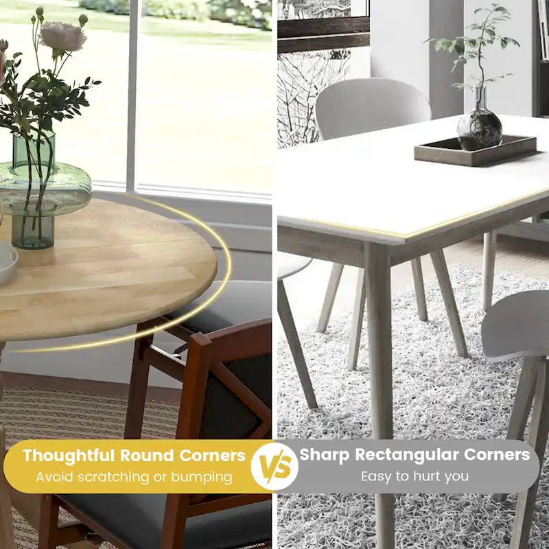 Costway Table de salle à manger rustique Table de salle à manger en bois avec plateau rond et - Voir détails