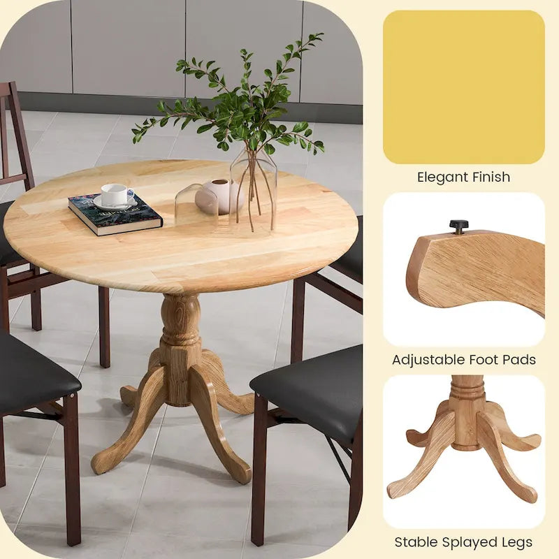 Costway Table de salle à manger rustique Table de salle à manger en bois avec plateau rond et - Voir détails