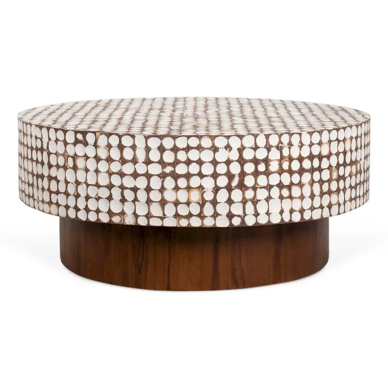 Table basse ronde à pied Mila Coconut Shell par East at Main