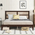 Lit King Size avec tête de lit en rotin, 2 tiroirs de rangement, lit en bois d'hévéa avec lattes et pieds de support améliorés, chêne blanc