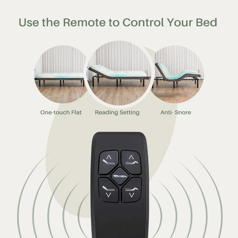 Sommier motorisé ergonomique réglable, télécommande sans fil, pour une inclinaison et un sommeil confortables