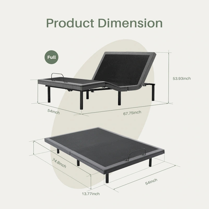 Sommier motorisé ergonomique réglable, télécommande sans fil, pour une inclinaison et un sommeil confortables