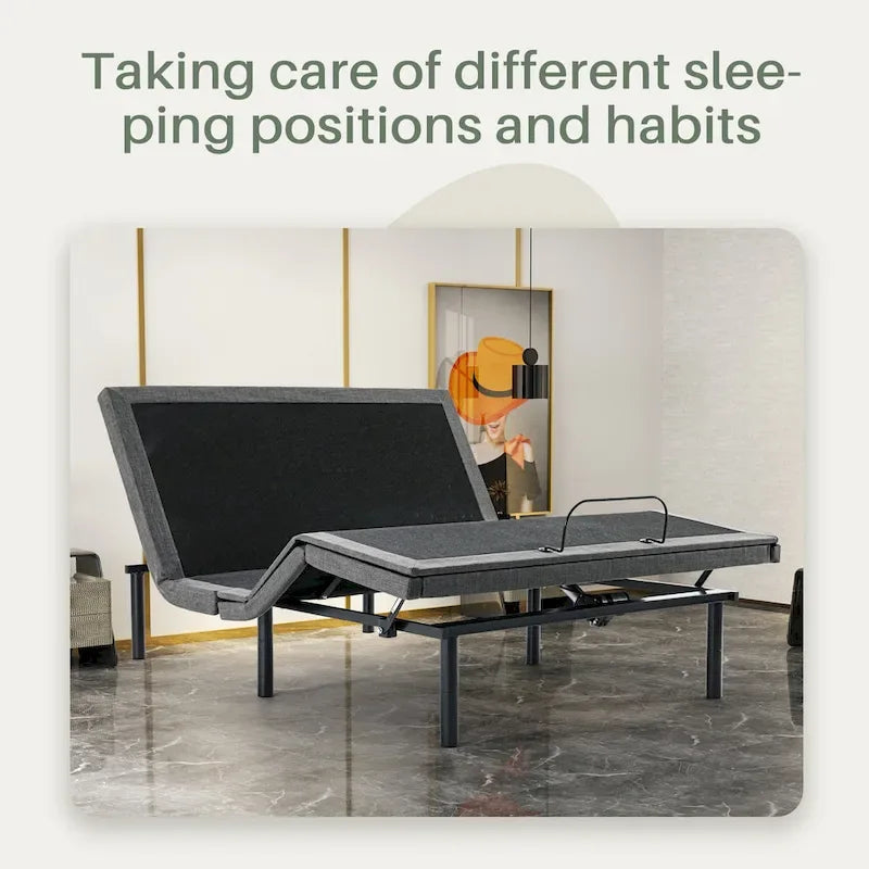 Sommier motorisé ergonomique réglable, télécommande sans fil, pour une inclinaison et un sommeil confortables