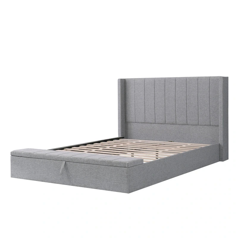 Lit plateforme rembourré Queen Size Cadre de lit de rangement moderne