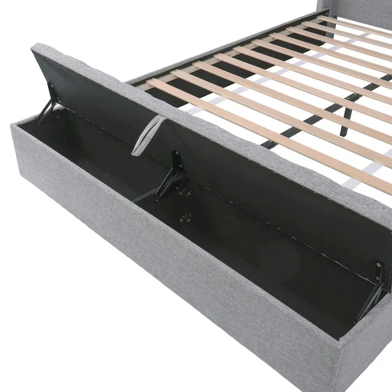 Lit plateforme rembourré Queen Size Cadre de lit de rangement moderne