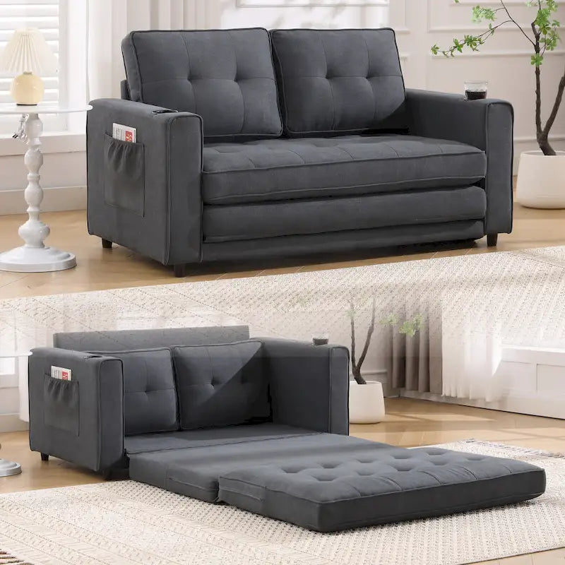 Canapé-lit futon rembourré 3-en-1 convertible